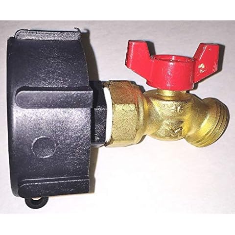 Perminks 275 330 Gallon IBC Tote Tank Adapter 2" x Garden Hose 1/4 (Adapter 2" COARSE Thread with BALL VALVE) Cover
