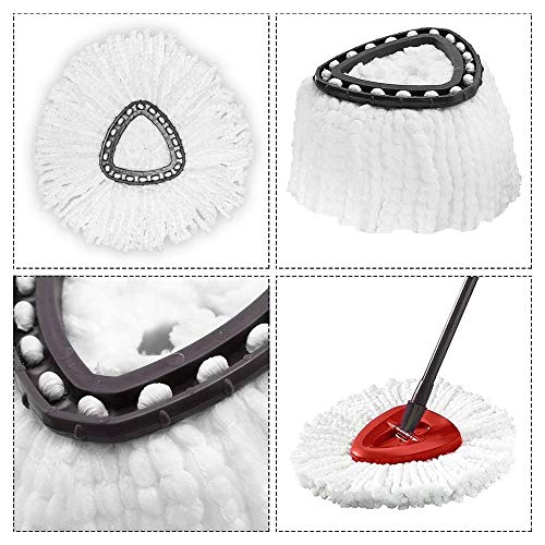YOQXHY 6 Pack Spin Mop Replacement Heads [Triangle] EasyWring Microfiber Mop Refills for Easy Cleaning 360 Degrees Spin Mop,(White) - Thumbnail 2