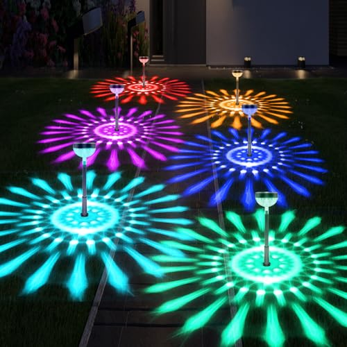 OkayGoo Solar Pathway Lights 6 Pack, Outdoor Solar Lights Waterproof Warm White & Multicolor Changing Solar Garden Lights for Walkway Yard Driveway Lawn