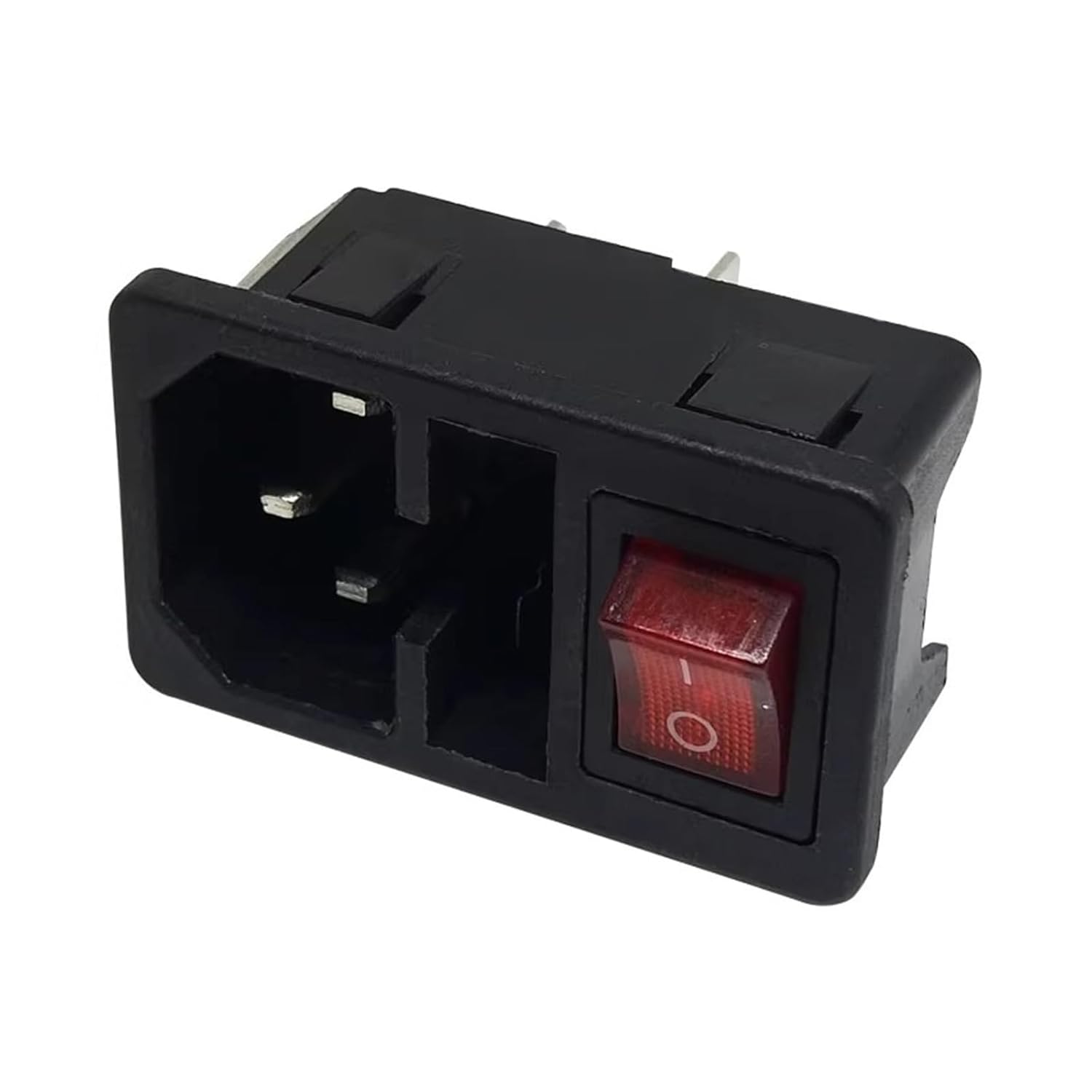 5PCS 10A250VAC 3Pin AC Power Socket Connector with Light Rocker Switch lEC320 C14 Three in one Power Socket AC-01(AC-01 Iron Pins,5PCS)