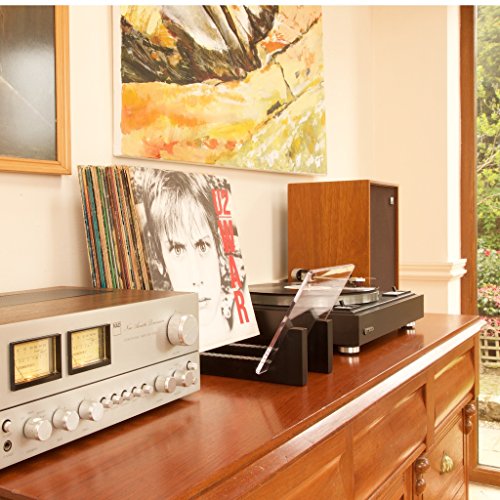 Kaiu Vinyl Record Storage Holder - Stacks Up To 50 Albums, 7 Or 12 Inch Lps - Solid Wood Organizer With Clear Acrylic Ends - Vinyl Record Accessories Gifts In Stylish Modern Portable Record Stand - Black #TOP6