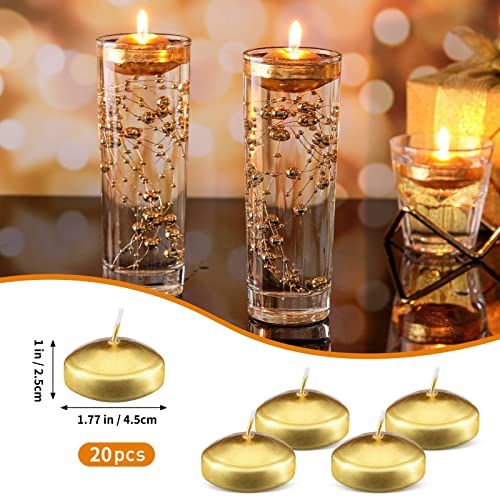 40 Pieces Unscented Floating Candles Small Floating Candles 1 X 1.8 Inches Smooth Wax Gold Floating Candles Round Long Lasting Tea Lights Candles For Pool Wedding Bathtub Dinner Home Favors #TOP1