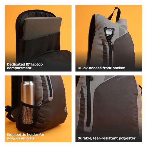 Image of Nivia Conviction 2.0 Sports Backpack For Men And Women, 25L Lightweight Gym And Training Bag With 15-Inch Laptop Compartment, Padded Straps, Quick Access Pocket, Side Bottle Holder (Black /Grey)