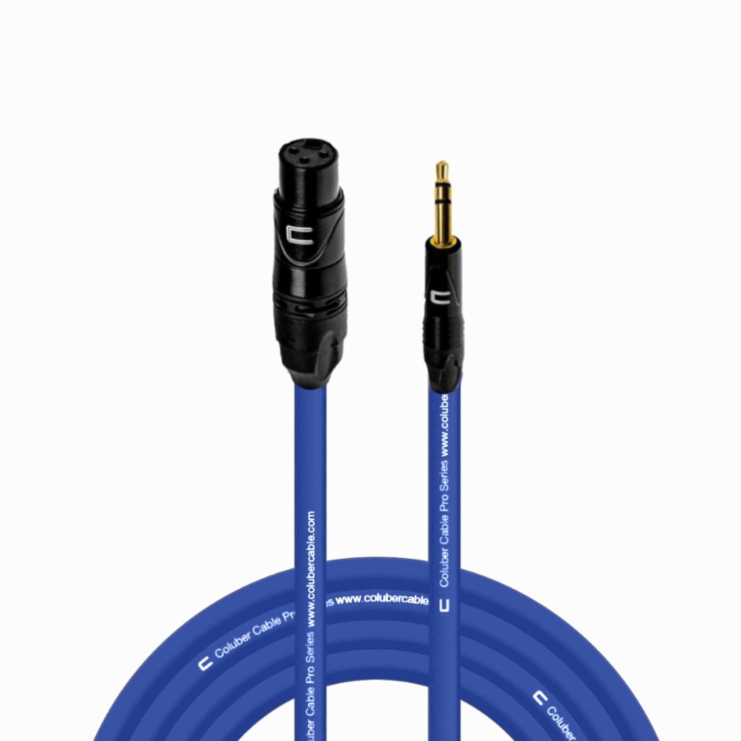 Balanced XLR Female Cable to 3.5 TRS Male - 25 Feet Blue - Pro 3-Pin Microphone Connector for Powered Speakers, Audio Interface or Mixer for Live Performance & Recording