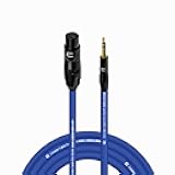 Balanced XLR Female Cable to 3.5 TRS Male - 15 Feet Blue - Pro 3-Pin Microphone Connector for Powered Speakers, Audio Interface or Mixer for Live Performance & Recording