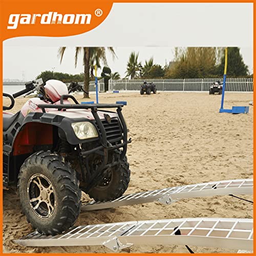 Atv Loading Ramps 2Pc With Handle, Gardhom 1500Lbs Capacity 7.5' Aluminum Foldable Quads Wide Pickup Truck Trailer Ramps For Utv Motorcycle Dirt Bike Lawn Mower Snow Blower Ramp #TOP5