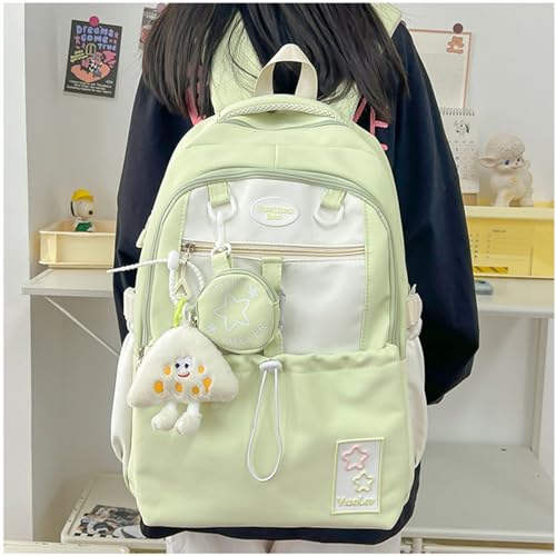 Rosy Posy Backpack, Large Capacity Cutecore Backpacks with Triangle Widget, Kawaii Backpack for Girls (Green)3