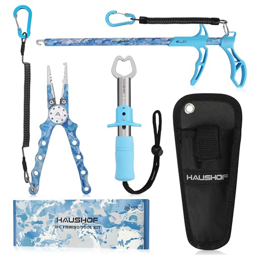 HAUSHOF 3PC Camo Fishing Tool Kit with Pliers, Gripper & Remover
