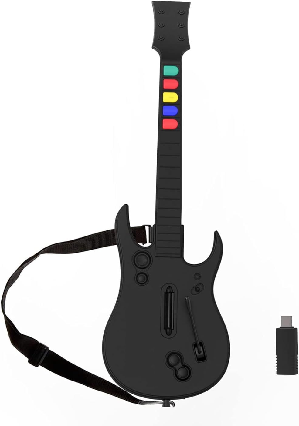 NBCP Guitar Hero Controller PC, Wireless PS3 /PC Guitar Hero Guitar with Dongle for Clone Hero, Guitar Hero 3/4/5 Rock Band 1/2 Games Black