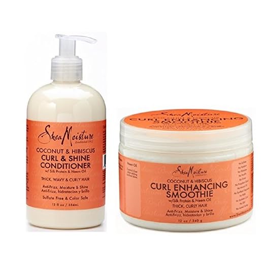 Shea Moisture Coconut and Hibiscus Combination Pack - 13 oz. Curl & Shine Conditioner & 12 oz. Curl Enhancing Smoothie by Shea Moisture