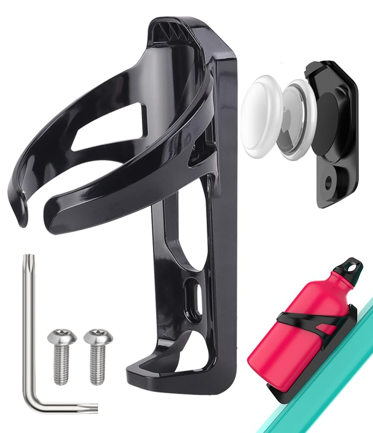 DDJ for Airtag Bike Water Bottle Holder, Waterproof for AirTag Bike Mount Hidden GPS Tracker Anti-Theft, Bicycle Bottle Cages with Safety Screw Tool, Universal Bike Drink Cup Holder for Road MTB Bike