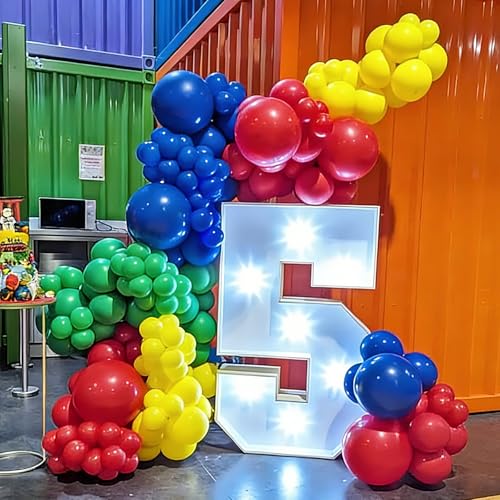 Image of YMSZ Red Blue Green Yellow Balloons, 67pcs 12 Inch Colorful Latex Balloons for Birthday, Baby Shower, Carnival Circus Party Decorations