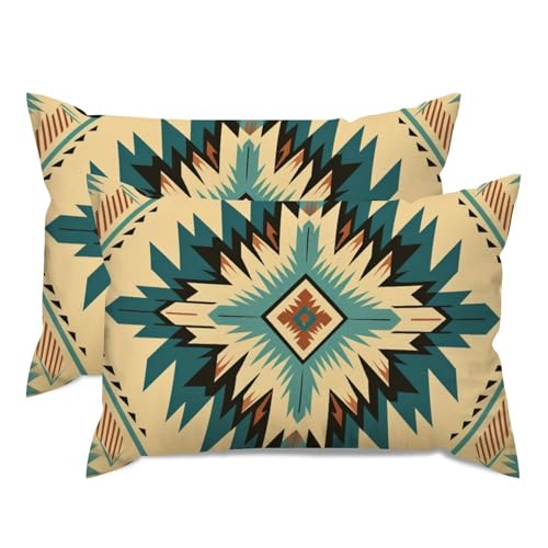 Housse de coussin ethnique rectangulaire coton lin lavable et robuste