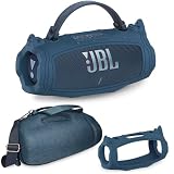 JCHPINE Funda de silicona y funda de transporte rígida para altavoz Bluetooth portátil JBL Charge 6, fundas protectoras para altavoz Bluetooth JBL Charge 6 AI Sound con correa para el hombro (azul)