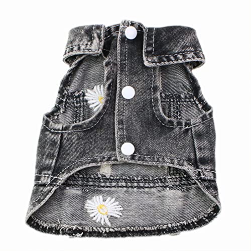Yzhziir Dog Jean Jacket,Machine Washable Pet Clothes Puppy Denim T-Shirt Coat Small Medium Dogs Lapel Vests Classic Hoodies Clothing For Chihuahua Yorkies Cowboy Vest Dog Dress #TOP4