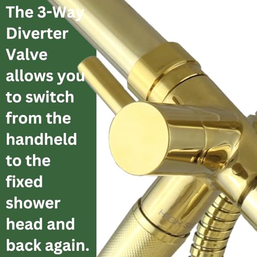High Sierra Showerheads® - Solid Metal 3-Way Shower Head and Handheld Combo Kit. Reflection Shower Head & Handheld Shower Head w/Slip-Free Grip - Brushed Nickel