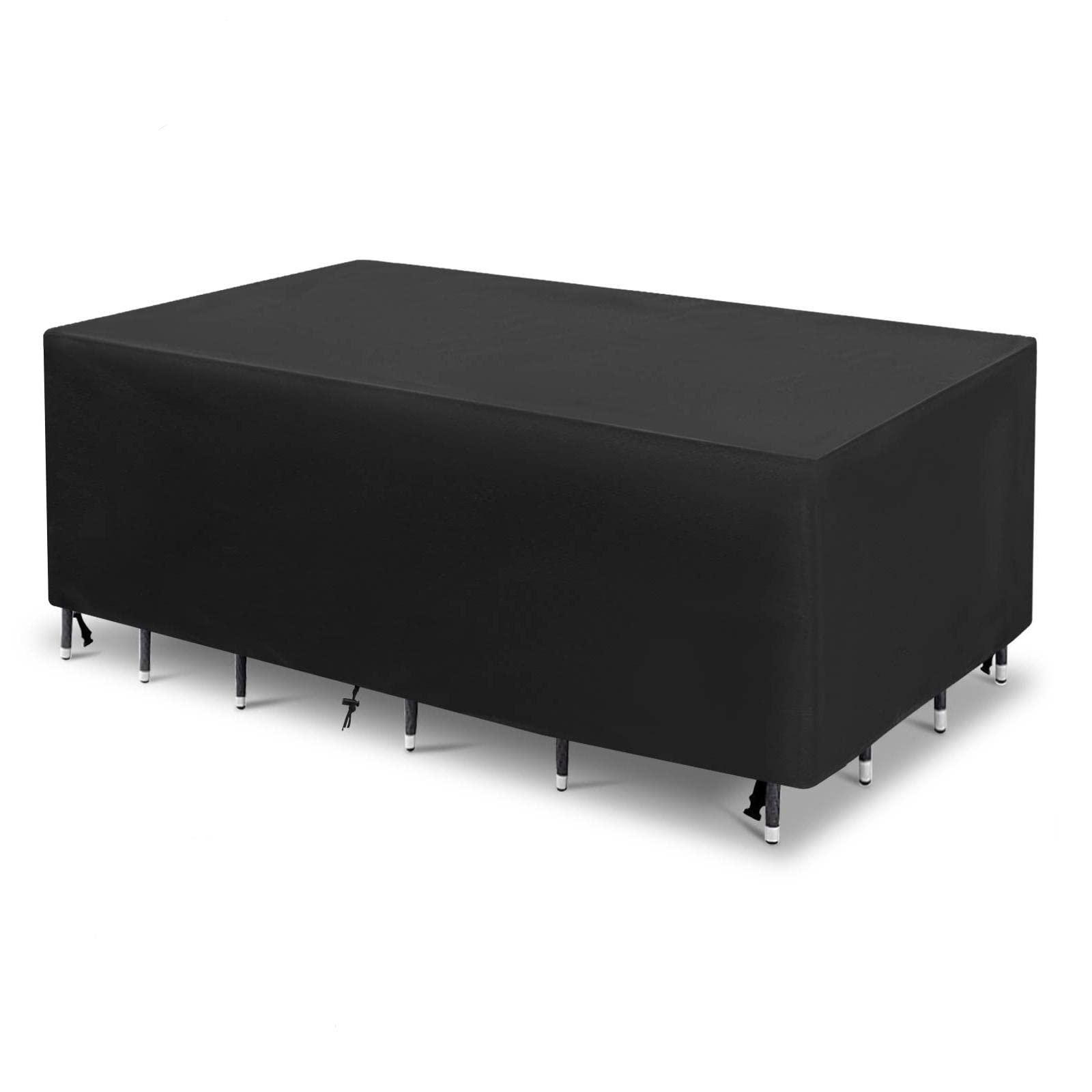 Garden Furniture Covers 230x80x80cm Rectangular Patio Table Cover Outdoor Furniture Protection Cover Tear-Resistant 420D Oxford Waterproof, Windproof, Anti-UV with Buckles & Drawstring Black