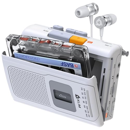 KLIM K8 Lecteur Cassette Audio - Enregistreur Cassette - Nouveau Player - Radio AM/FM - Microphone et Haut-Parleur Intégrés - Prise Casque et Écouteurs -...