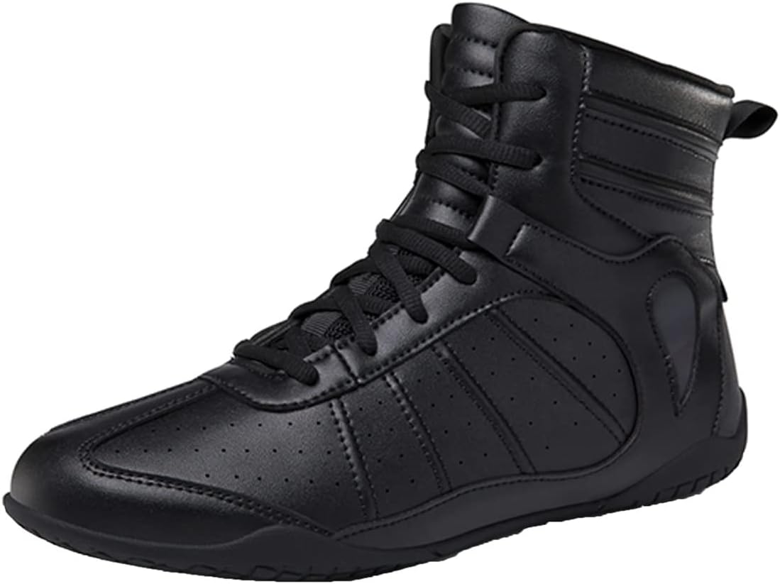 Men's Wrestling Shoe, Extra Wide Bodybuilding Weightlifting Wrestling Shoes Breathable Kickboxing Sparring Trainers Leather Boxing Boots for Boy Youth