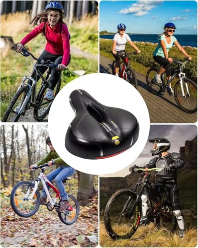 Image of PRO365 Universal Bike Seat | Waterproof Cycle Seat | Wide Long Lasting Memory Foam | Breathable Comfort Saddle | Red Reflective Strip | 1 Year Brand Warranty | Yellow