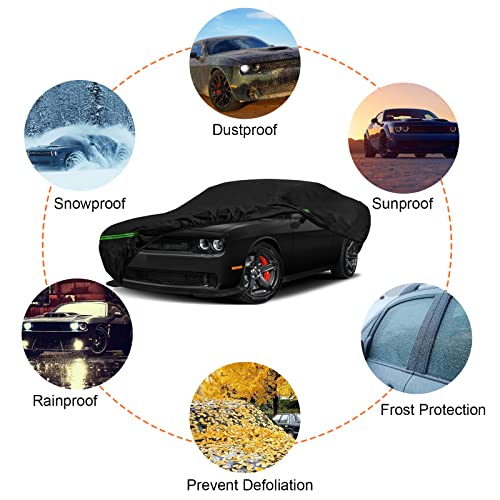 Car Covers Waterproof All Weather Replace for 2008-2025 Dodge Challenger, 6 Layers Custom-Fit Outdoor Full Car Covers with Zipper Door for Snow Rain Dust Hail Protection by sportuli - Image 6