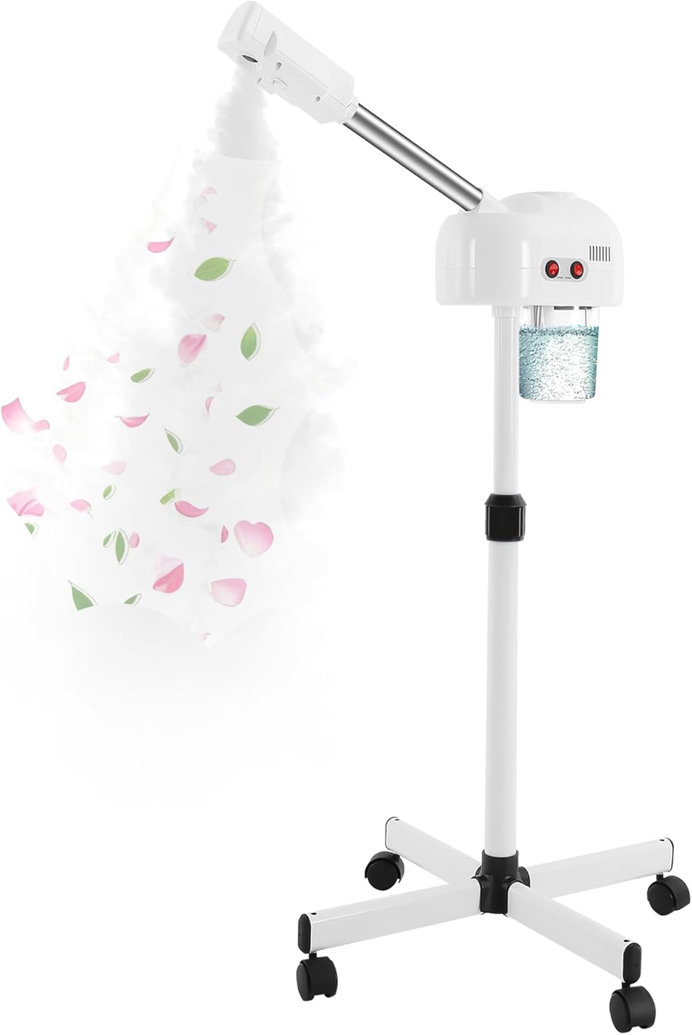 Facial Steamer - Ozone Steamer with 360° Rotatable,on Wheels, Adjustable Height and Angle,Face Steamer for Deep Cleansing and Hydration, Estheticians Steamer for Beauty, Spa and Home Use