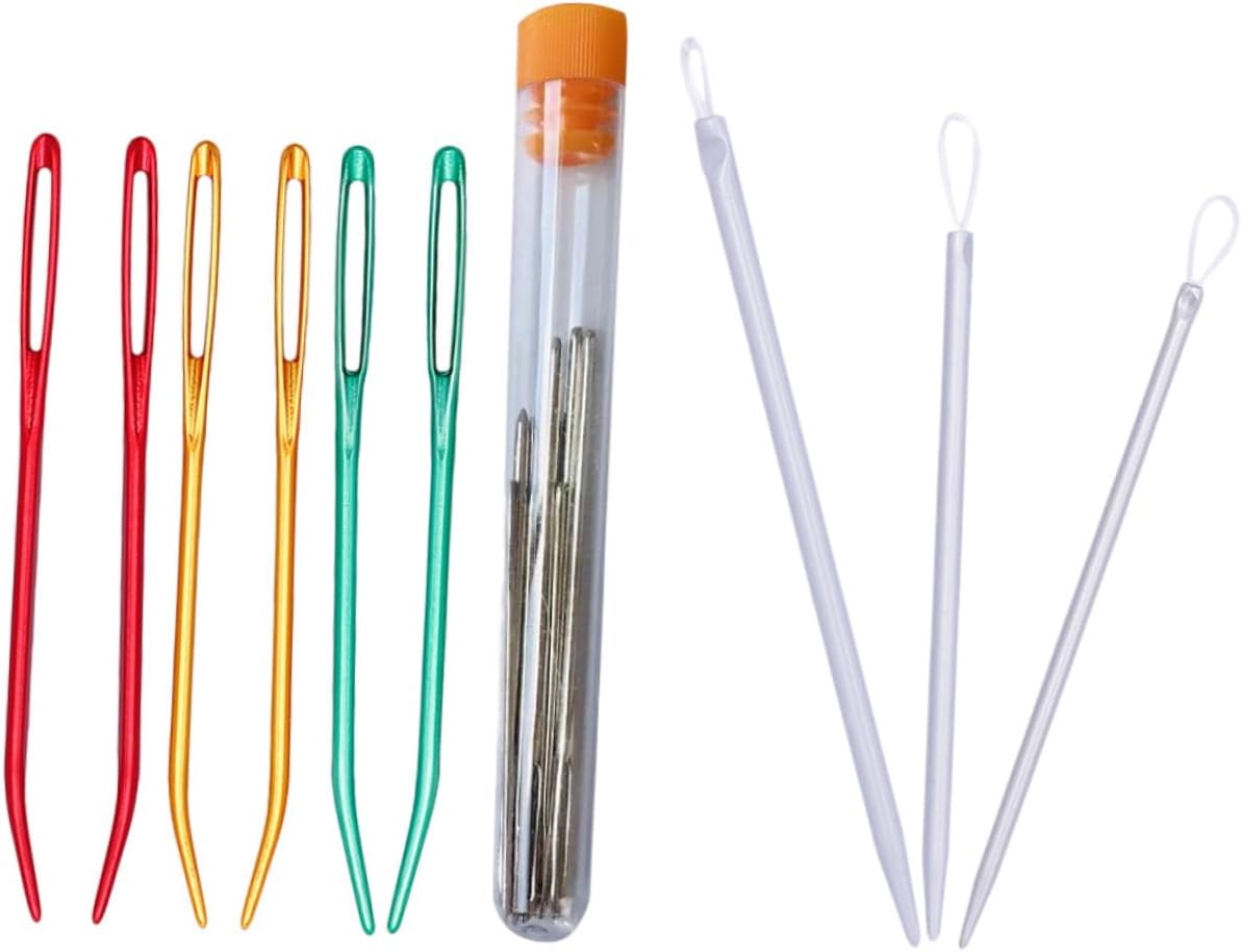 VILLCASE 18-pc Set Large Eye Sewing Needles for Knitting Handmade Crafts Sewing Projects Random