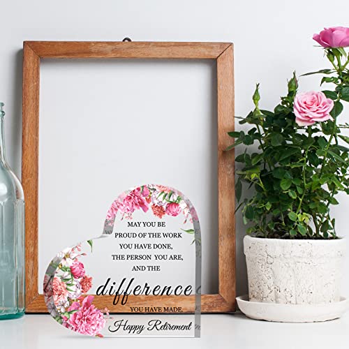 Acrylic Heart Retirement Gifts For Women 2022 Keepsake And Paperweight Retirement Plaque Inspirational Gifts For Retired Table Decoration For Coworker Teachers Nurses Graduation(6 X 6 X 0.6 Inch) #TOP3