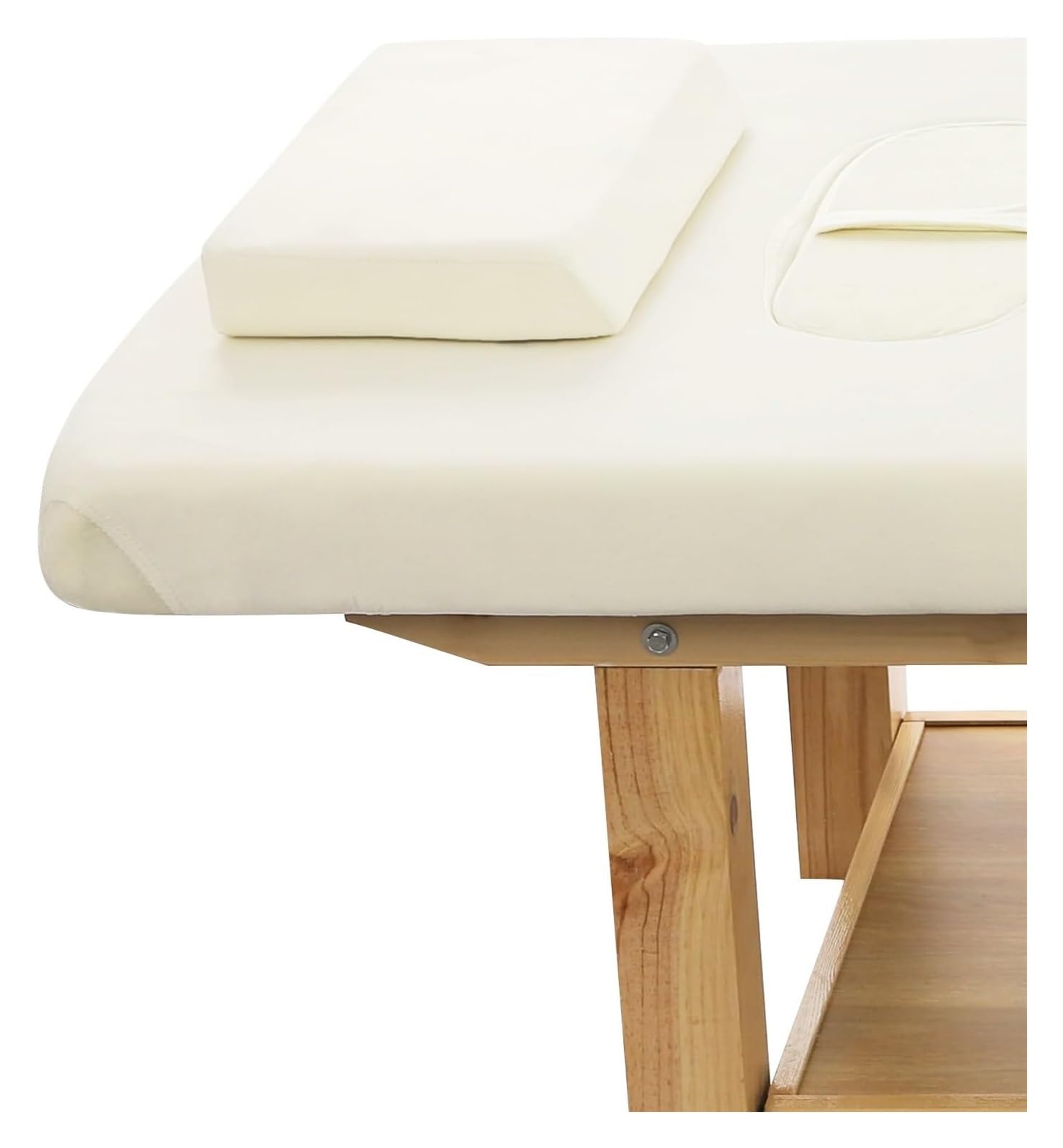 Lettino da massaggio professionale in legno, schienale regolabile, lettino da massaggio fisso resistente for fisioterapia, lettino for spa for il viso da salone - Beige