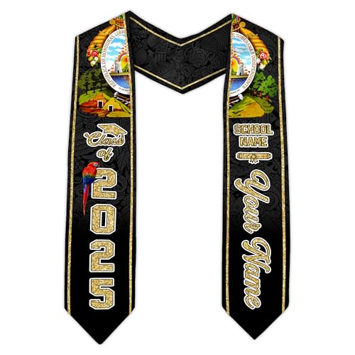 MonkeyVan Honduran Graduation Sash, Custom Honduran American Flag Graduation Sash 2025, Honduras Graduation Stole Style 4