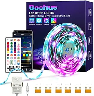 Goohue RGBIC Led Strip Lights 10M, Bluetooth Color Changing Rainbow LED Lights Kit, Music Sync App Control Led Strips Lights for Bedroom Ceiling Game PC Bar TV Party Christmas Decorations