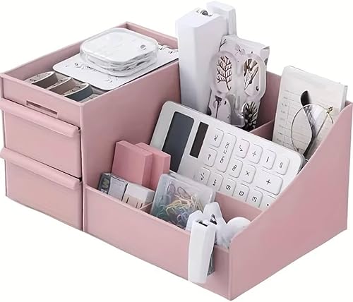 Miniatura 4 de Organizador de Maquillaje Rosa con Múltiples Compartimentos Estuche Cosmético Elegante y Resistente para Brochas, Labiales y Accesorios de Belleza