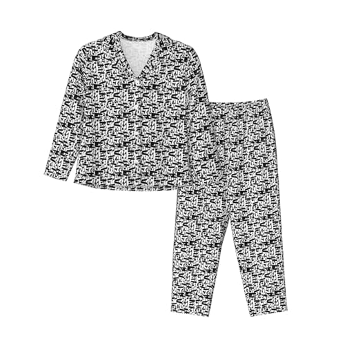 Pyjama manches longues femme note de musique ensemble nuit contre les nuits fraîches confortable