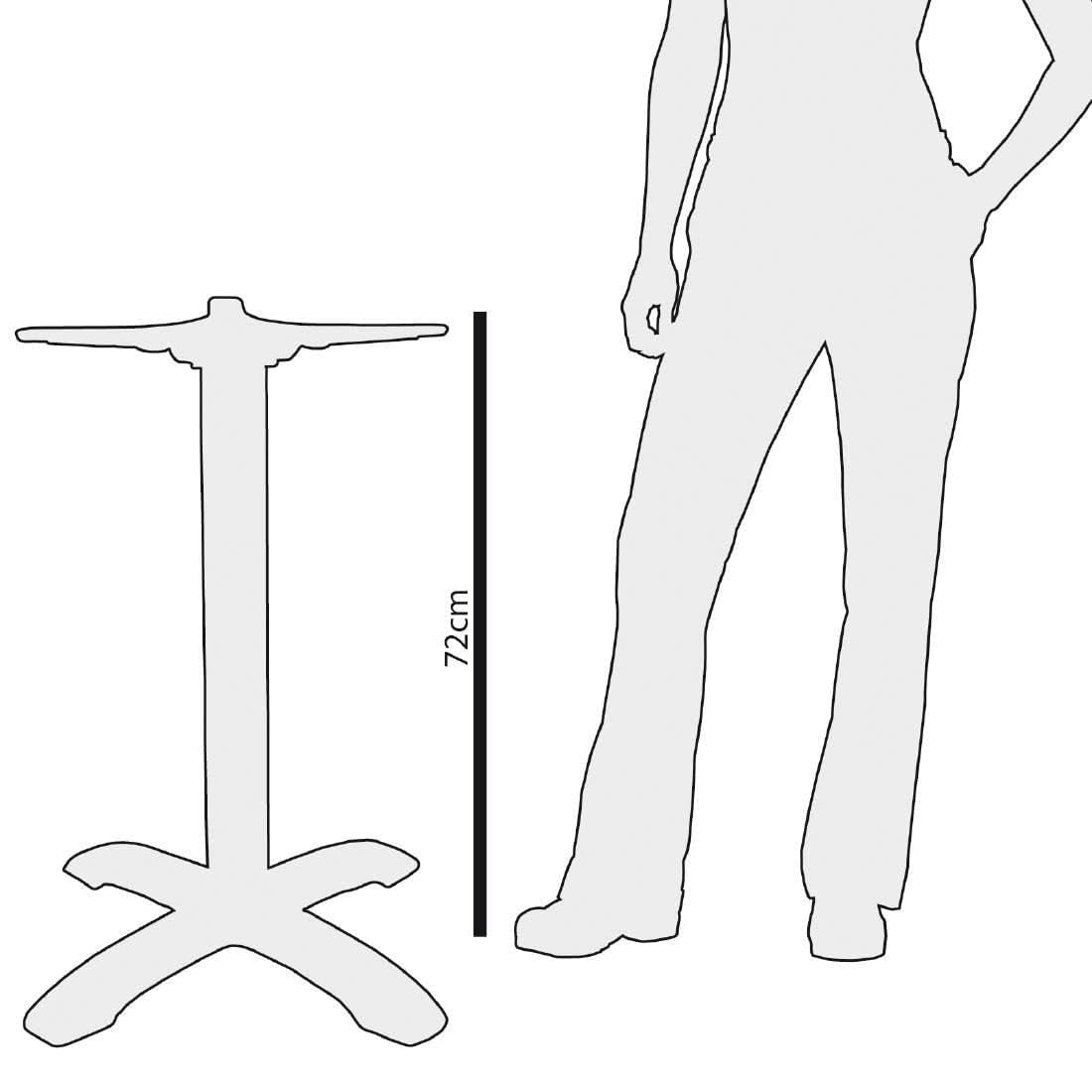 Bolero Pied de table 4 branches aluminium brossé, noire, taille : 720(H)x 550(Dia)mm, hauteur standard, convient aux plateaux de table jusqu'à 800 mm ronds, DL475