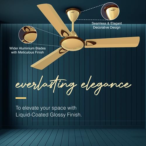 Image of V Guard Gatimaan Plus AS Ultra High Speed Fan Ceiling Fan For Home | 400 RPM | 100% Copper Motor | 1.2M (Imperial Gold)