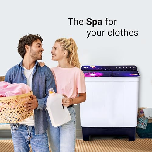 Image of Akai 8.5 Kg, 5 Star, Semi Automatic Top Loading Washing Machine (AKSA-85DVFG) Black Voielt flower Glass with Black base full glass