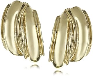 Anne Klein Gold Tone Button Clip-on Earrings