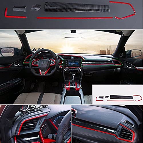 FOR HONDA Civic 10th 2016 2017-2021 ABS Red Interior Dashboard Decoration Trim