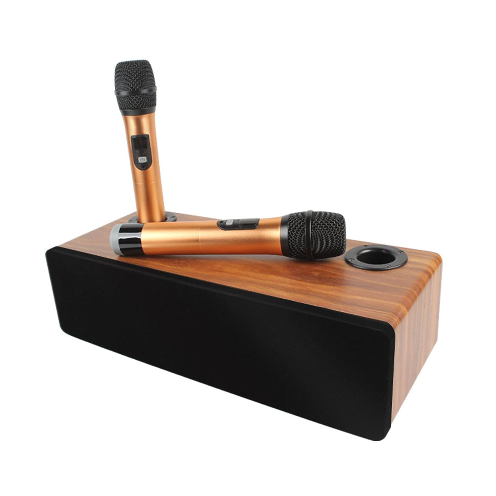 Huachaoxiang Karaoke Plant, Wireless Microphone System with Speaker Bluetooth 5.0 Wireless Microphone Dynamic Hand Microphone for Karaoke Party Meeting Battery Team for TV Computer Laptop,Gold