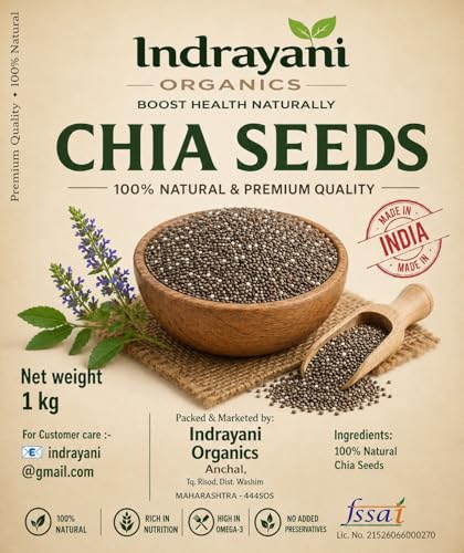 Image of Indrayani Organics Chia Seeds 1kg | Raw & Natural Chia Seeds | Rich in Omega-3, Fiber & Protein | Healthy Superfood