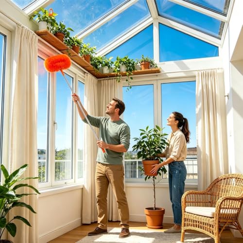 Plumero para ventilador multiuso con poste extensible para limpiar paredes y ventanas 4