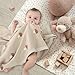 Pinuotu Mushroom Baby Blanket for Boys & Girls,100% Cotton Knitted Receiving Swaddle Crib Stroller Blanket (Cream /40x 31 inches)