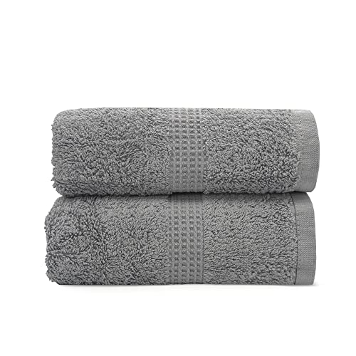 Image of Velosso Premium 2 Pack Hand Towels 100% Egyptian Cotton (Silver Grey)