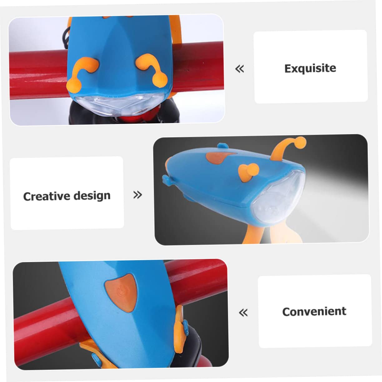 Abaodam Little d'abeille vélo Sonnette Enfants Lampe Front léger à vélo Corne vélo pour Enfants vélos Phare de vélo feu de vélo lumière de vélo pour la Conduite de Nuit Gel de silice