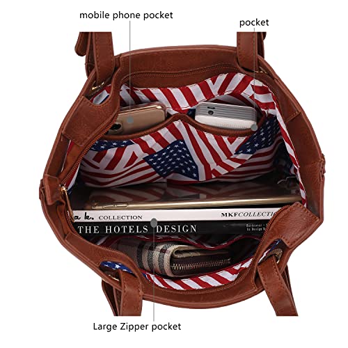 Image of MKF Collection USA Tote Shoulder Bag for Women Vegan Leather Patriotic Handbag, Lady American Flag Satchel Purse by Mia K
