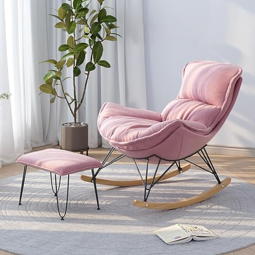 Hochlehniger Schaukelstuhl mit Fußhocker – Verstellbares Sofa für ultimativen Komfort und Entspannung im Wohn- oder Schlafzimmer – Stilvolles, ergonomisches Design, perfekt für die Wohnungse