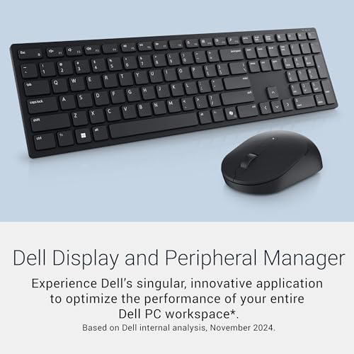Image of Dell Advanced Wireless Keyboard and Mouse - KM520 - Wireless, 2.4 GHz Interface, USB Wireless Receiver, Volume, Mute Hot Keys, 3 Mouse Buttons, US English, 1 Year Limited Warranty - Black