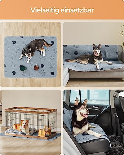 Feandrea Welpen-Unterlagen waschbar, Wiederverwendbare Matten für Hunde, 152 x 122 cm, 2er Set, XXL, Hundetoilette, auslaufsicher, rutschfest, super saugfähig, grau PTD048G01