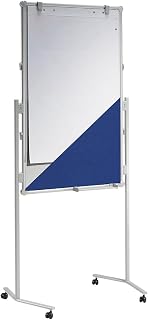 MAUL Pizarra blanca de fieltro con ruedas, 120 x 75 cm, color azul y blanco