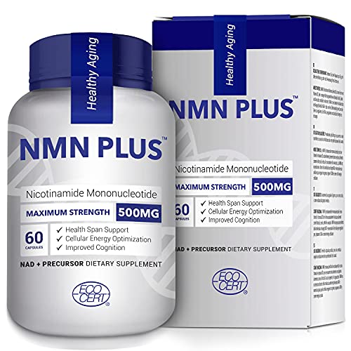 Maximum Strength NMN Capsules, 500mg, Naturally Boost NAD+ Levels for Mental Performance & Anti Aging Supplement(60 Count(Pack of 1)